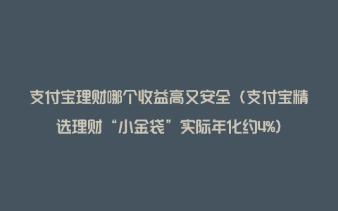 支付宝理财哪个收益高又安全（支付宝精选理财“小金袋”实际年化约4%）