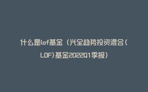 什么是lof基金（兴全趋势投资混合(LOF)基金2022Q1季报）