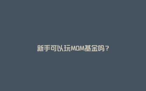 新手可以玩MOM基金吗？