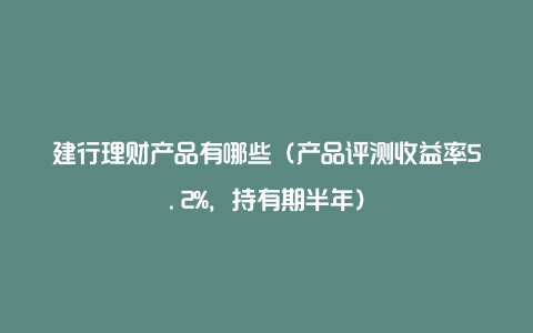 建行理财产品有哪些（产品评测收益率5.2%，持有期半年）