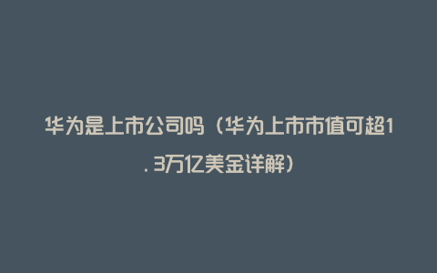 华为是上市公司吗（华为上市市值可超1.3万亿美金详解）