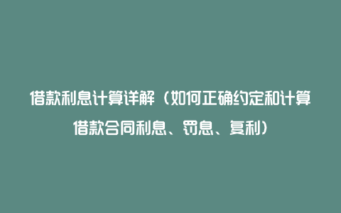 借款利息计算详解（如何正确约定和计算借款合同利息、罚息、复利）