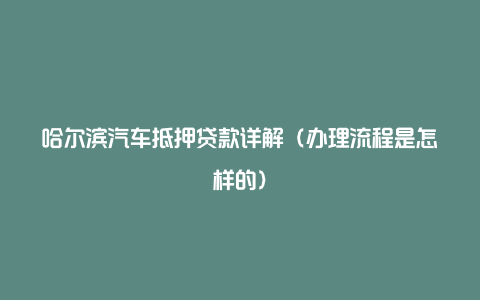 哈尔滨汽车抵押贷款详解（办理流程是怎样的）