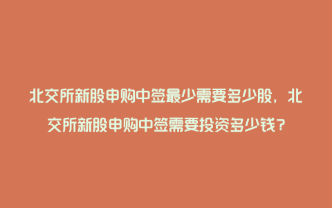 北交所新股申购中签最少需要多少股，北交所新股申购中签需要投资多少钱？