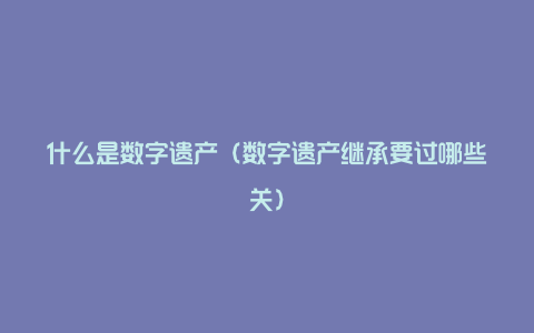 什么是数字遗产（数字遗产继承要过哪些关）