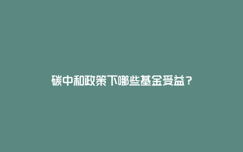 碳中和政策下哪些基金受益？