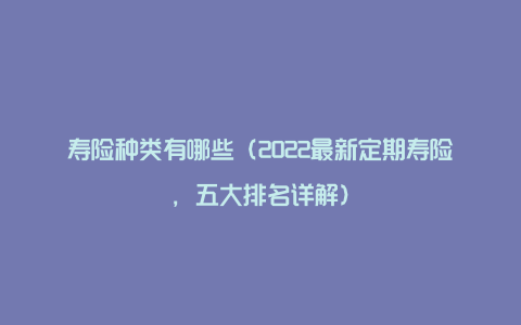 寿险种类有哪些（2022最新定期寿险，五大排名详解）