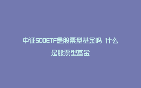 中证500ETF是股票型基金吗 什么是股票型基金