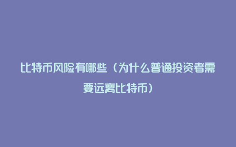 比特币风险有哪些（为什么普通投资者需要远离比特币）