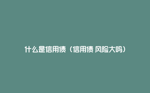 什么是信用债（信用债劵风险大吗）