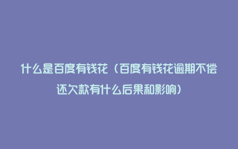 什么是百度有钱花（百度有钱花逾期不偿还欠款有什么后果和影响）