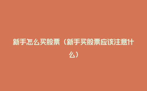 新手怎么买股票（新手买股票应该注意什么）