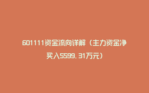 601111资金流向详解（主力资金净买入5599.31万元）