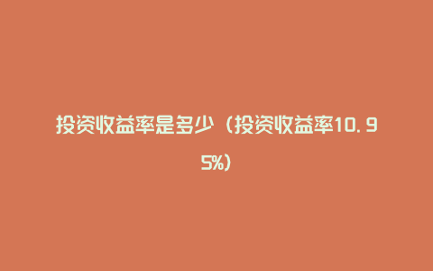 投资收益率是多少（投资收益率10.95%）