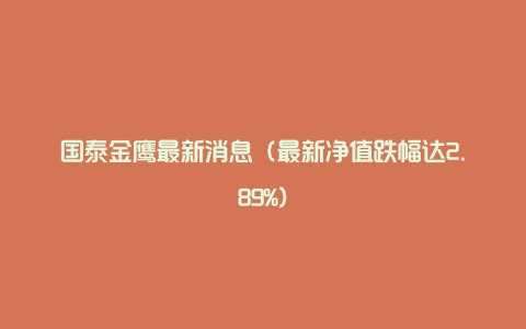 国泰金鹰最新消息（最新净值跌幅达2.89%）