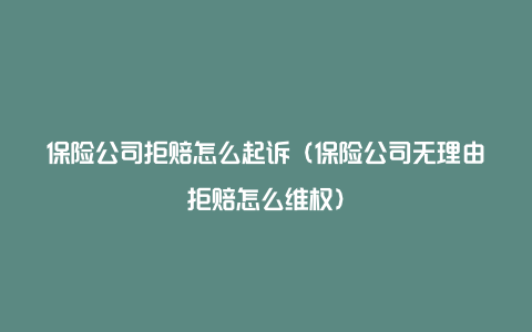 保险公司拒赔怎么起诉（保险公司无理由拒赔怎么维权）