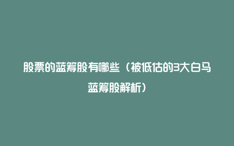 股票的蓝筹股有哪些（被低估的3大白马蓝筹股解析）