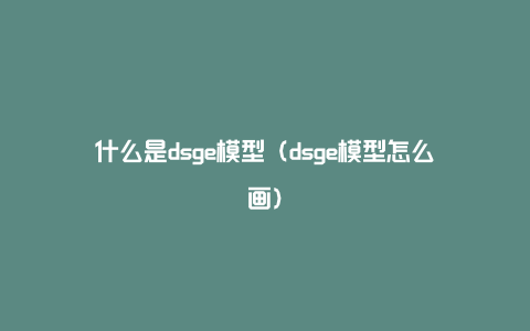 什么是dsge模型（dsge模型怎么画）