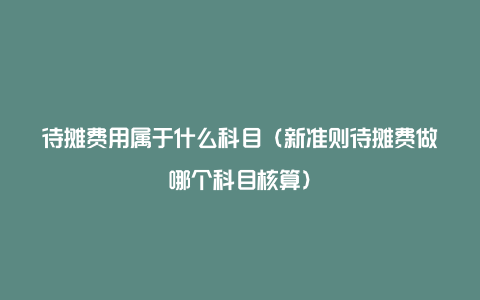 待摊费用属于什么科目（新准则待摊费做哪个科目核算）