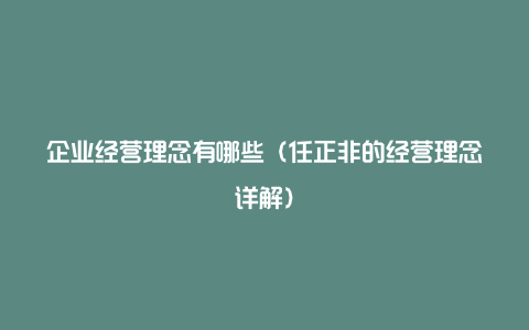 企业经营理念有哪些（任正非的经营理念详解）