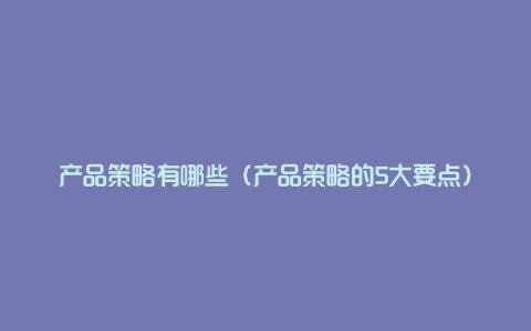 产品策略有哪些（产品策略的5大要点）