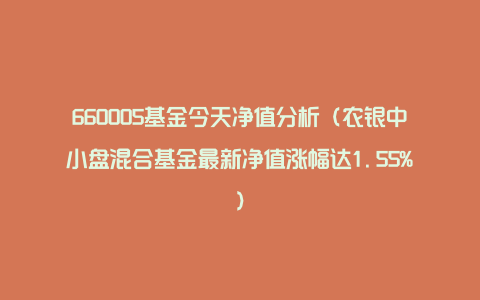 660005基金今天净值分析（农银中小盘混合基金最新净值涨幅达1.55%）