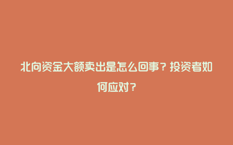 北向资金大额卖出是怎么回事？投资者如何应对？