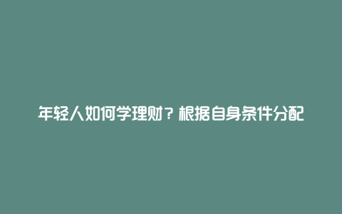 年轻人如何学理财？根据自身条件分配